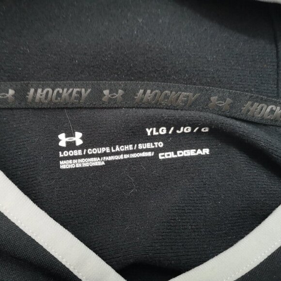 Under Armour Youths Size Large Fleece Lined Black Hockey Hoodie - Picture 3 of 11